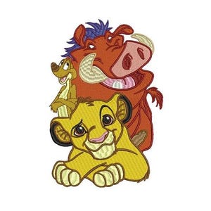 Pumba & Simba Machine Embroidery Design, Disney Character Embroidery Design, The Lion King Character Embroidery Pattern Warthog and Lion
