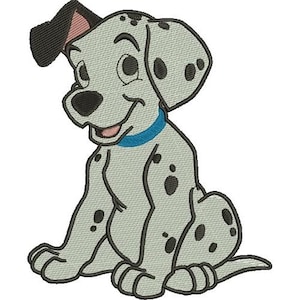 Blue Collared Dalmatian Sitting Machine Embroidery Design - 4 sizes, Disney Character Design, 101 Dalmatians Character Embroidery Pattern