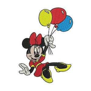Minnie Mouse with Balloons Machine Embroidery Design, Disney Design, Cartoon Pattern, Mickey & Friends Character, Minnie Mouse Embroidery