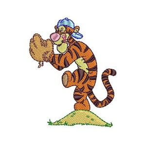 Baseball Player Tigger Machine Embroidery Design, Disney Design, Cartoon Tiger Embroidery Pattern, Winnie The Pooh Character Design
