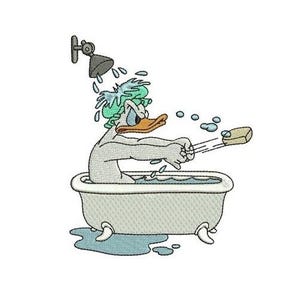 Bathing & Scrubbing Donald Duck Machine Embroidery Design, Disney Character Design, Cartoon Embroidery Pattern, Donald Duck Embroidery