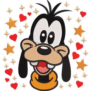 Sparkling Goofy Machine Embroidery Design - 2 sizes, Disney Character Design, Cartoon Embroidery Pattern, Mickey & Friends