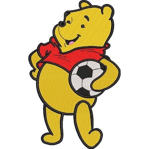 Giocatore di calcio Winnie the Pooh Bear Design per ricamo a macchina - 2 misure, personaggio Disney, motivo per ricamo a cartoni animati, personaggio orsetto