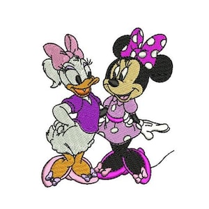 Sassy Girls Daisy & Minnie Machine Embroidery Design, Daisy Duck Embroidery, Minnie Mouse Design, Disney Characters Embroidery Pattern