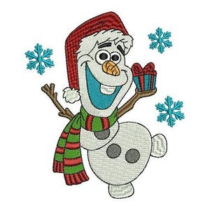 Santa Olaf Machine Embroidery Design - 2 sizes, Disney Snowman Design, Cartoon Pattern, Frozen Character Design, Snowman Olaf Embroidery