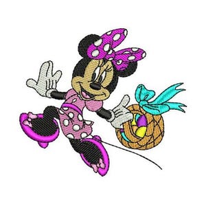 Easter Eggs Basket Minnie Mouse Machine Embroidery Design, Disney Design, Mickey & Friends Character, Minnie Mouse Embroidery