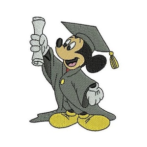 Graduation Mickey Mouse Machine Embroidery Design, Disney Design, Cartoon Pattern, Mickey & Friends Character, Mickey Mouse Embroidery