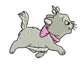Diseño de bordado a máquina de Gatita Marie Caminante, Diseño de Gato Disney, Patrón de bordado de personajes de Los Aristogatos, Bordado de Gatita Atrevida