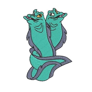 Ursula Eels Flotsam and Jetsam Machine Embroidery Design, Disney Evil Minions Design, The Little Mermaid Character Lace Design, Moray Eels