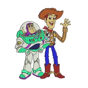 Sheriff Woody & Buzz Lightjahre Stickdatei, Disney Design, Space Ranger und Cowboy Stickmuster, Toy Story Charaktere