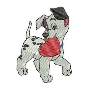 Dalmatian with a Heart Machine Embroidery Design, Disney Character Design, 101 Dalmatians Character Embroidery Pattern, Dalmatian Embroidery