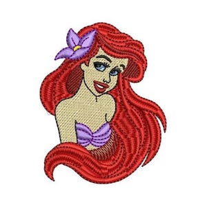 Princess Ariel Machine Embroidery Design - 2 sizes, Disney Mermaid Character Embroidery Pattern, Ariel Embroidery Design
