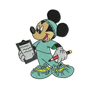 Surgeon Mickey Mouse with Bear Machine Embroidery Design, Disney Design, Cartoon Embroidery Pattern, Player Mickey Mouse Embroidery