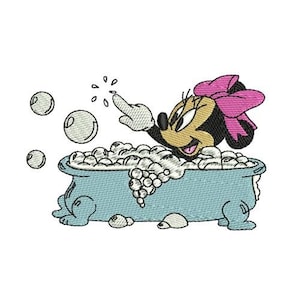 Minnie Mouse Bathing Machine Embroidery Design, Disney Design, Cartoon Pattern, Mickey & Friends Character, Minnie Mouse Embroidery