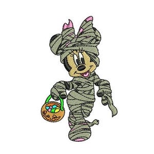 Halloween Mumie Minnie Maus Maschinenstickerei, Mickey & Friends Charakter Stickmuster, Minnie Maus Stickerei