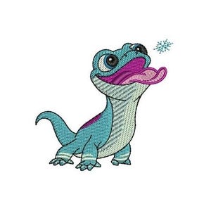 Bruni Der Feuergeist & Schneeflocke Maschinenstickerei, Disney Lizard Design, Cartoon Stickdatei Die Eiskönigin II Charakter