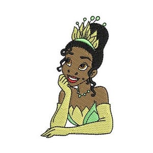 Pretty Princess Tiana Machine Embroidery Design, Disney Design, Cartoon Embroidery Pattern, The Princess and the Frog Character Design