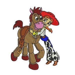 Jessie Hugging Bullseye Machine Embroidery Design, Disney Design, Toy Story Character Embroidery Pattern, Cow Girl Jessie Embroidery