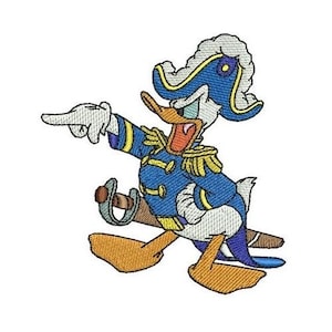 Donald Duck Pirate Captain Machine Embroidery Design, Disney Character Design, Cartoon Embroidery Pattern, Donald Duck Embroidery