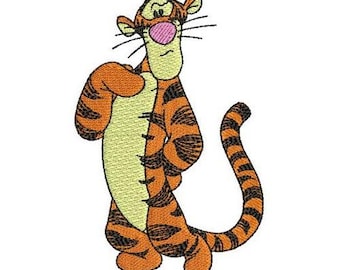 Diseño de bordado a máquina de Tigger confundido, diseño de tigre de Disney, patrón de bordado del personaje de Winnie the Pooh, bordado de Tigger
