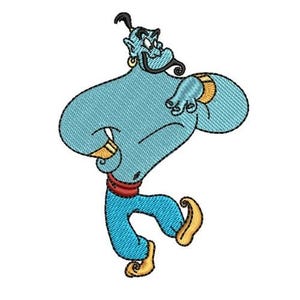 Genie Machine Embroidery Design, Disney Magical Spirit Design, Aladdin Character Embroidery Pattern, Wish Granting Genie Embroidery