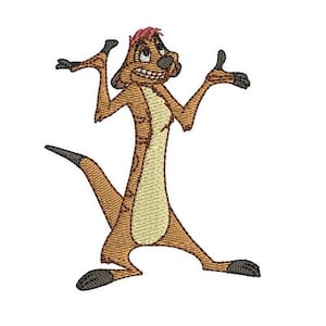 Meerkat Timon Machine Embroidery Design, Disney Embroidery Design, The Lion King Character Embroidery Pattern, Pumba Best Friend Design