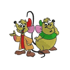 Jaq & Gus Posing Machine Embroidery Design - 2 sizes, Cinderella Character Embroidery Pattern, Cartoon Mice Embroidery, Disney Design