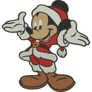 Mickey Mouse Santa Machine Embroidery Design - 4 sizes, Christmas Mickey Embroidery Pattern, Disney Mouse Design, Cartoon Embroidery Design