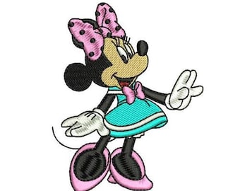 Classic Minnie Mouse Posing Machine Embroidery Design, Minnie Mouse Embroidery, Disney Design, Mickey & Friends Character Design
