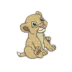 Diseño de bordado a máquina de cachorro Nala sentado, diseño de bordado de león de Disney, patrón de bordado del personaje de El Rey León, animal de dibujos animados