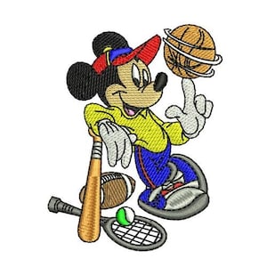 Sports Player Mickey Mouse Machine Embroidery Design, Mickey & Friends Character Embroidery Design, Mickey Mouse Embroidery, Disney Design