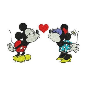 Mickey and Minnie Blowing Heart Machine Embroidery Design, Disney Design, Valentines Sweethearts Pattern, Mickey & Minnie Embroidery