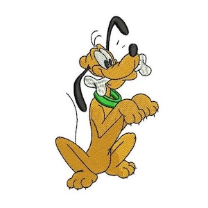 Pluto with Bone Machine Embroidery Design, Disney Character Design, Cartoon Dog Embroidery Pattern, Mickey & Friends Character Design