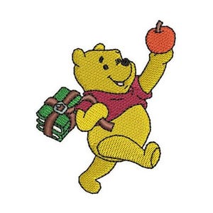 Winnie the Pooh Going to School Bear Machine Embroidery Design, Disney Character, Cartoon Embroidery Pattern, Winnie The Pooh Embroidery