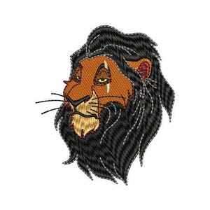 Scar Lion Head Machine Embroidery Design, Disney Villain Embroidery Design, The Lion King Character Embroidery Pattern, Simba Uncle Scar