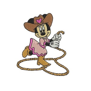 Cow Girl Minnie Mouse Machine Embroidery Design, Mickey & Friends Character Embroidery Pattern, Minnie Mouse Embroidery, Disney Design