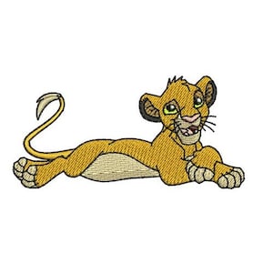 Laying Down Simba Machine Embroidery Design, Disney Lion Design, The Lion King Character Design, Cartoon Embroidery Pattern