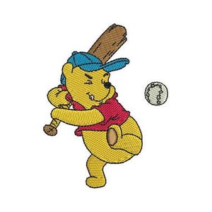 Baseball Player Winnie the Pooh Machine Embroidery Design, Disney Character Design, Cartoon Embroidery Pattern, Winnie The Pooh Embroidery
