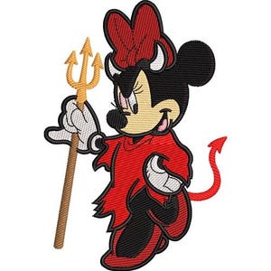 Halloween Devil Minnie Mouse Machine Embroidery Design - 2 sizes, Disney Character Design, Mickey & Friends Character Embroidery Pattern