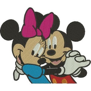 Couple Mickey & Minnie Mouse Dancing Machine Embroidery Design - 4 sizes, Disney Mouse Character, Valentines Sweethearts Embroidery Pattern