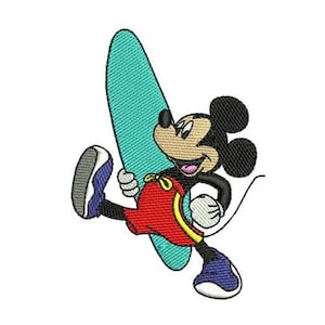 Surfer Mickey Mouse Machine Embroidery Design, Disney Design, Mickey & Friend Character Embroidery Pattern, Mickey Mouse Embroidery