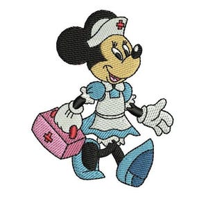 Nurse Minnie Mouse Walking Machine Embroidery Design, Mickey & Friends Character Embroidery Pattern, Minnie Mouse Embroidery, Disney Design