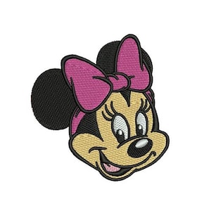 Minnie Mouse Face with Bow Machine Embroidery Design, Disney Design, Cartoon Pattern, Mickey & Friends Character, Minnie Mouse Embroidery