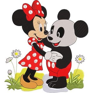 Minnie & Panda Mickey Mouse Machine Embroidery Design - 2 sizes, Disney Character Design, Mickey and Friends Character Embroidery Pattern