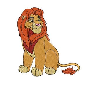 Sitting Simba Machine Embroidery Design, Disney Lion Character Embroidery Design, The Lion King Embroidery Design