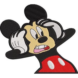 Scared Mickey Mouse Machine Embroidery Design - 3 sizes, Disney Character Design, Mickey & Friends Character Embroidery Pattern