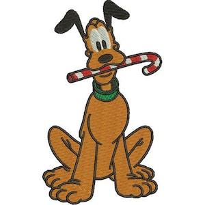 Weihnachten Zuckerstange Goofy Maschinenstickerei, Disney Design, Cartoon Hund Muster, Mickey & Friends Charakter