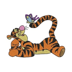 Butterfly on Tigger Tail Machine Embroidery Design, Disney Tiger Design, Winnie The Pooh Character Embroidery Pattern, Tigger Embroidery