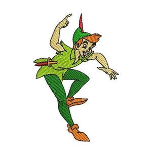 Peter Pan Machine Embroidery Design - 3 sizes, Disney Design, Cartoon Embroidery Pattern, Tinker Bell Friend Design, Peter Pan Embroidery