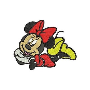 Laying Down Minnie Mouse Machine Embroidery Design, Mickey & Friends Character Embroidery Pattern, Minnie Mouse Embroidery, Disney Design
